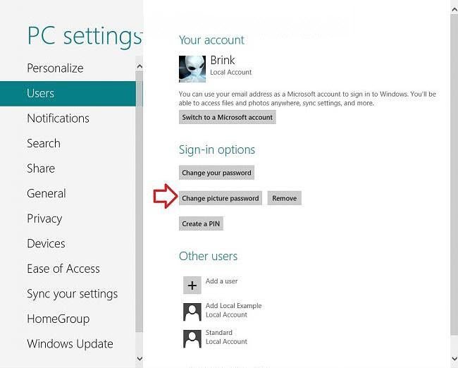 recover picture password windows 8