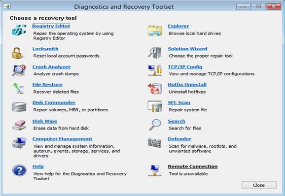 use a bootable diagnostics and recovery toolset