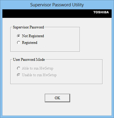 launch Toshiba supervisor password utility