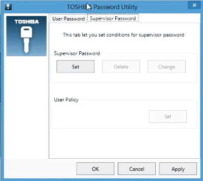 delete supervisor password from Toshiba