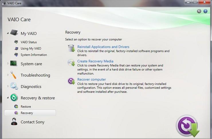 format sony vaio laptop using recovery disc