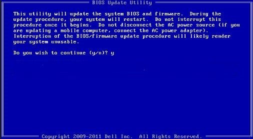 DOS BIOS update screen