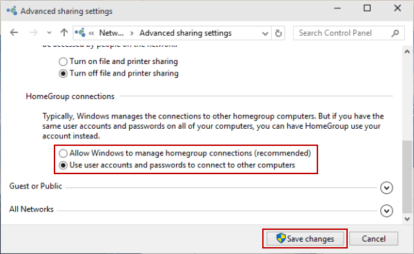 change windows 10 homegroup connections