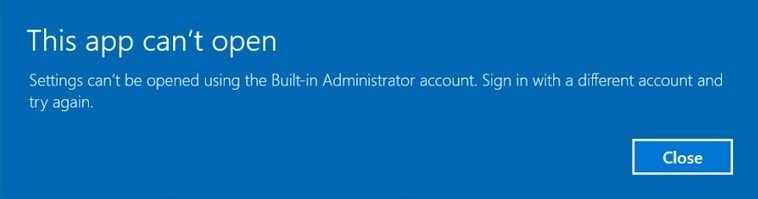 windows 10 administrator account cannot open apps