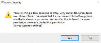 set a deny permission