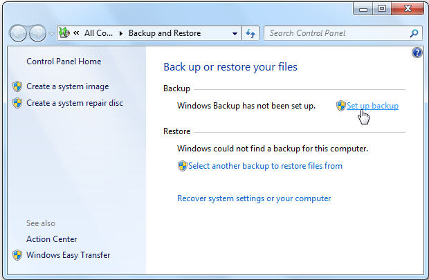 backup feature windows 7