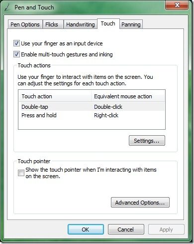 enable mutlitouch windows7