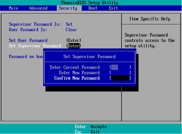 disable supervisor password on windows 7