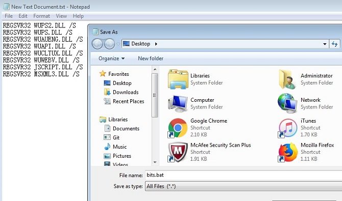 modify bits related registry files for windows 7