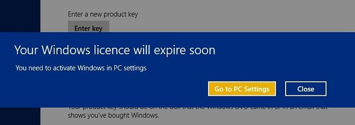 windows license expires soon on windows 8.1 pc