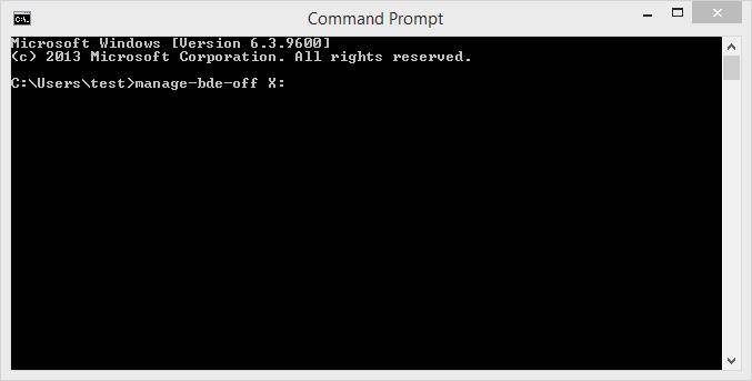 disable BitLocker with command lines
