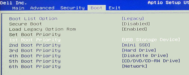 Dell boot from USB