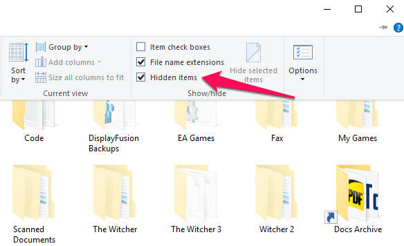 how fo find hidden folder