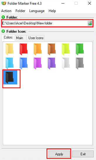 select folder and color