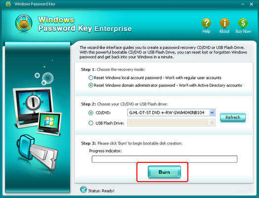 create the windows password reset disk