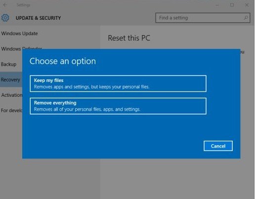 performing hp system recovery windows 10