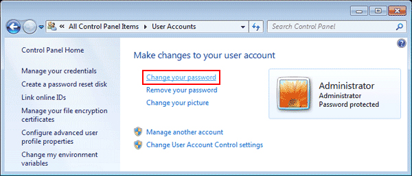 change password win7