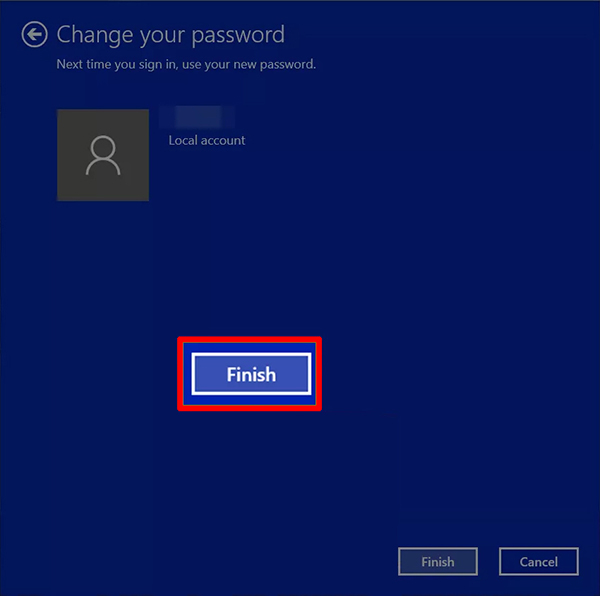 change windows password confirm