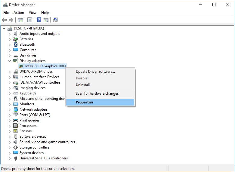 device manager display adapters