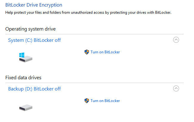 disable bitlocker windows