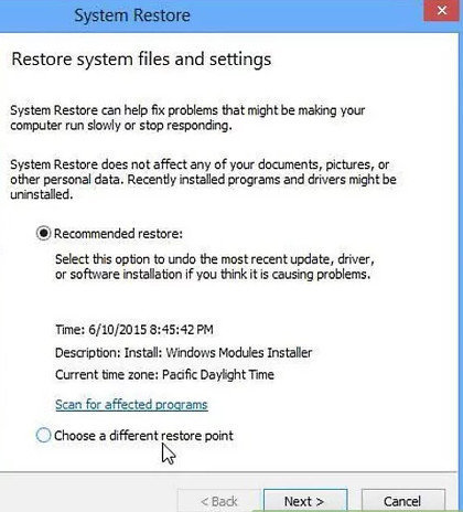 gateway system restore