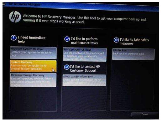 hp recovery manager