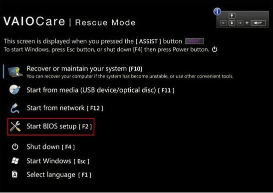 reset uefi sony computer