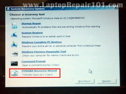 toshiba recovery wizard