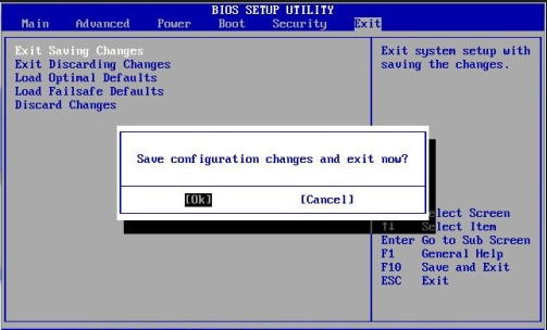 save bios changes and exit