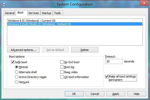 how to enter safe mode on windows 8