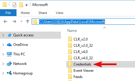 account credentials windows 10