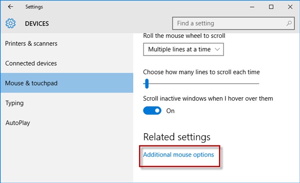 additional mouse options