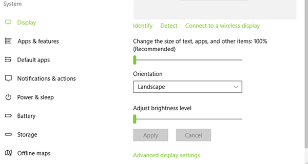 advanced display settings