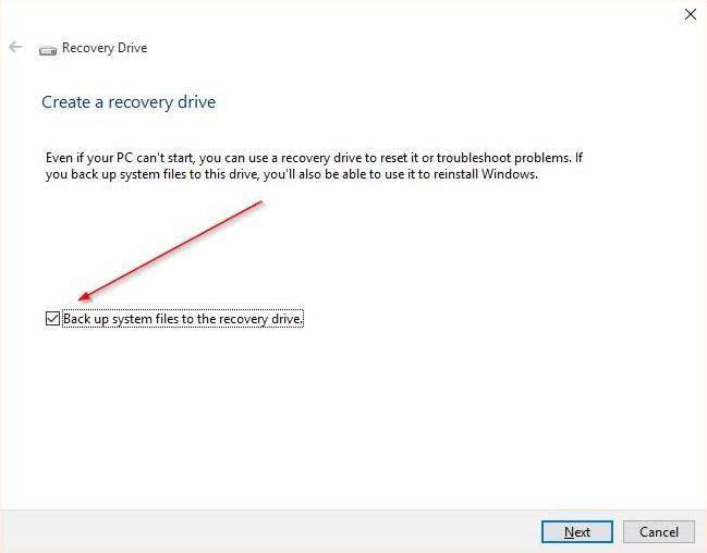 ensure to back up all data to the recovery drive