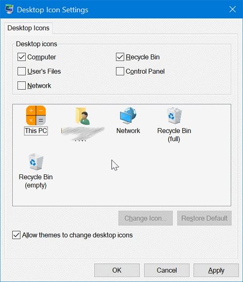 change desktop icon in Windows 10