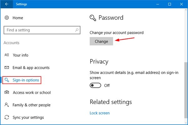 change password from sign in2