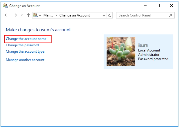 edit account name windows 10 