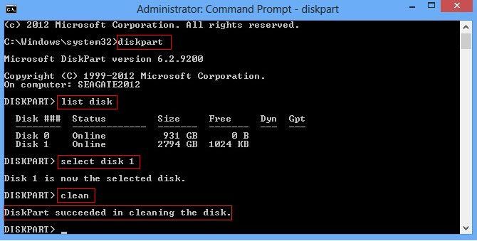 clean windows 10 installation disk drive