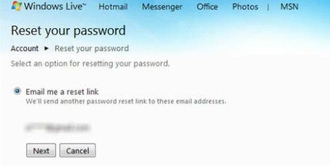 reset forgotten windows live id password