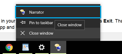 close narrator window