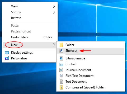 create desktop shortcut
