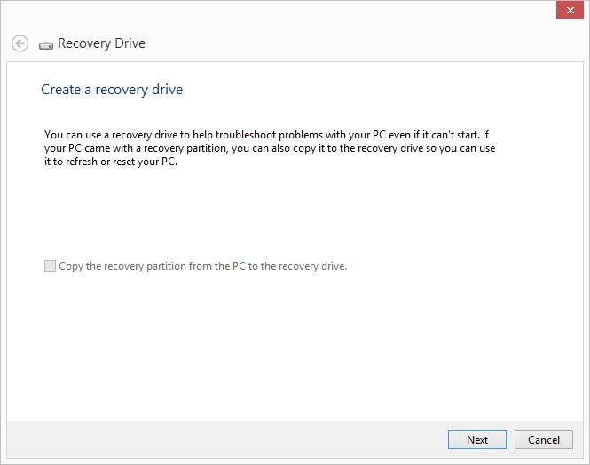 create a recovery drive