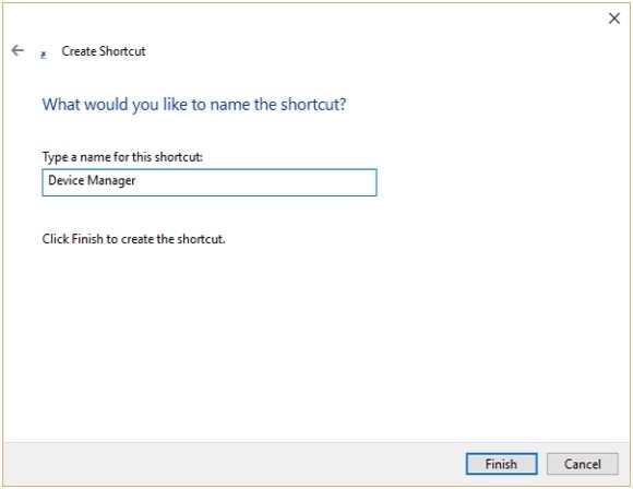 create device manager shortcut