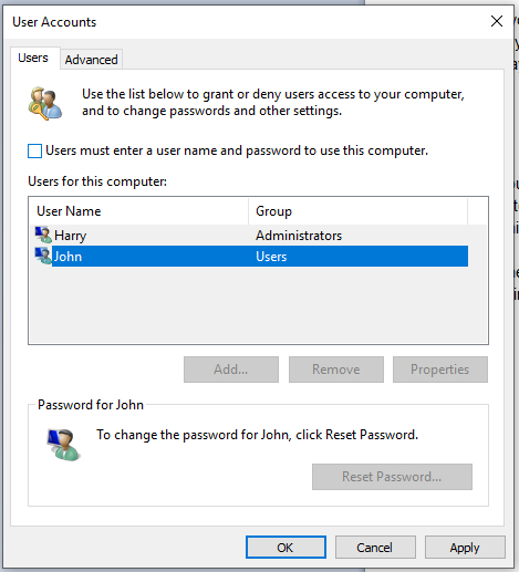 disable password prompt