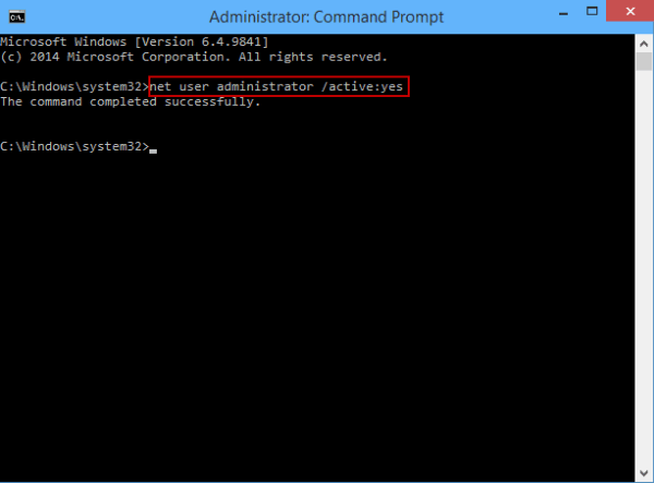 enable administrator command line