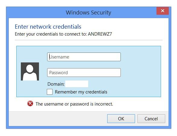 enter network credentials windows 10