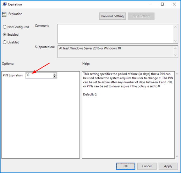 how to enable windows 10 pin complexity group policy