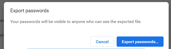 export passwords prompt