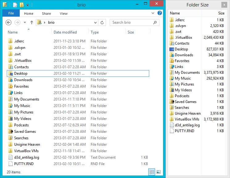 Folder Size Pie Chart