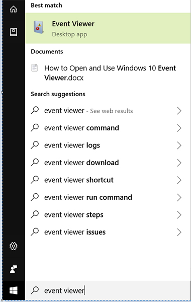 launch event viewer search